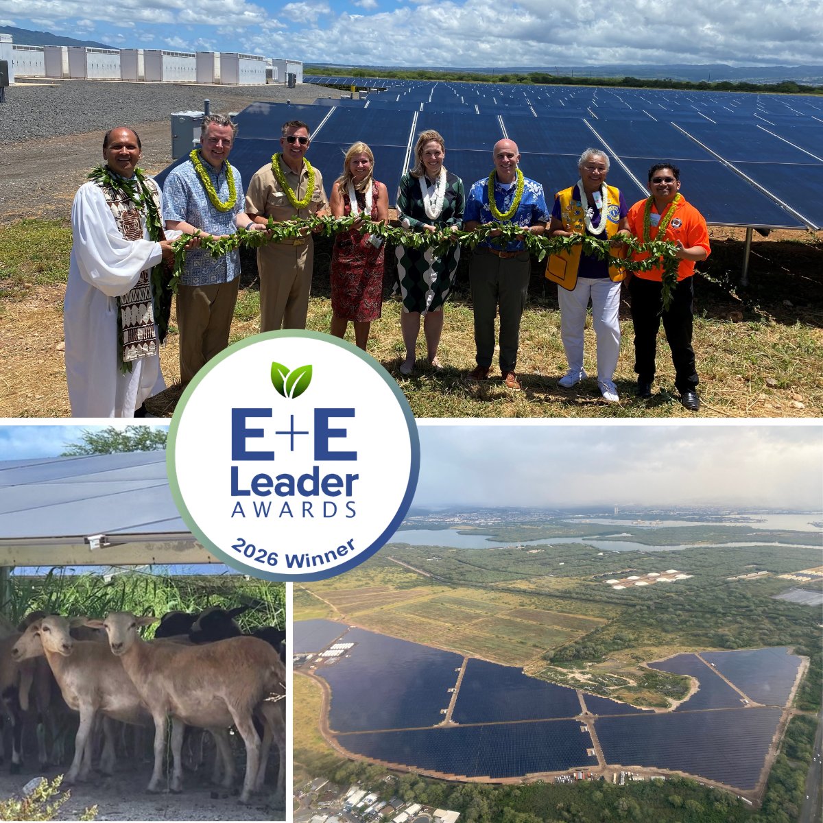 Ameresco's tweet photo. We're honored to receive a 2026 @E_E_Leader Award for the Kūpono Project with @USNavy and @HwnElectric, recognized for reducing emissions, strengthening grid #resilience, and expanding renewable energy access for underserved communities on O'ahu. Learn more: https://t.co/N2dTfHMzvl