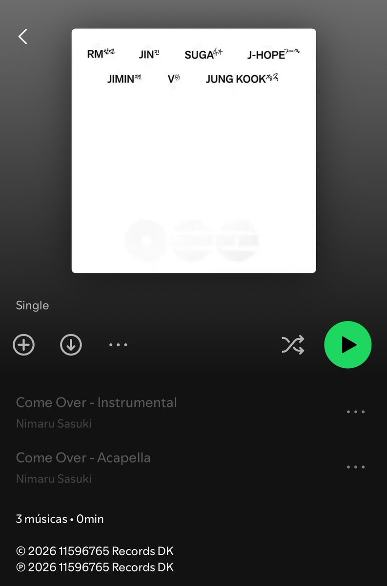 mygteambr's tweet photo. 🚨 O upload ilegal de ‘Come Over’ foi removido do Spotify. Isso mostra a importância de dar atenção a essas situações e continuar reportando quando acontecerem.

Infelizmente, a música ainda permanece em outras plataformas, como Instagram, TikTok e Apple Music, então sigam reportando.