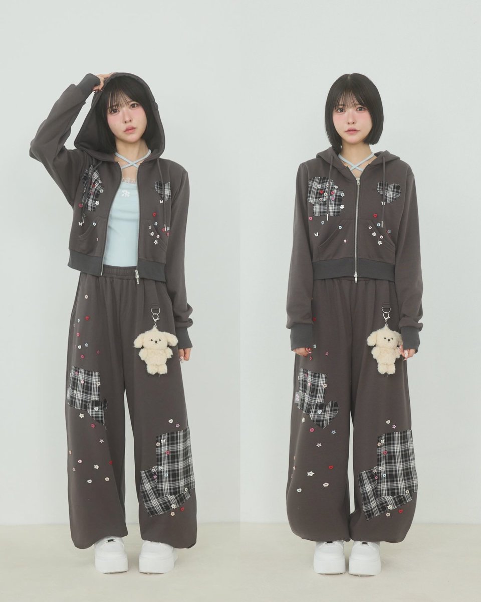 MM_WEAR's tweet photo. 20260518

rumnel:
 patchwork design button hoodie
 patchwork design button sweatpants
 #ももぐみアパレル部 
 #松本ももな  #高嶺のなでしこ https://t.co/DWV2rfFz7P