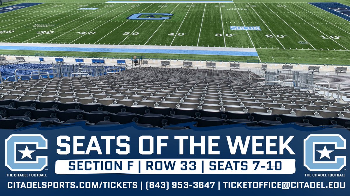 CitadelSports's tweet photo. The Citadel Football SEATS OF THE WEEK! 

Great views, better shade. 😎 https://t.co/AvOIeZUgee