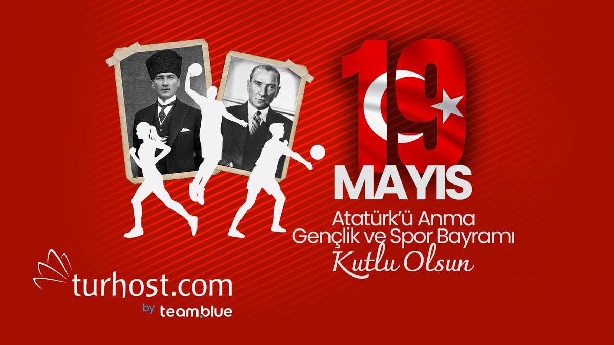 turhost's tweet photo. 19 Mayıs Atatürk'ü Anma, Gençlik ve Spor Bayramı kutlu olsun! 🇹🇷 https://t.co/T5XAhCbgQR