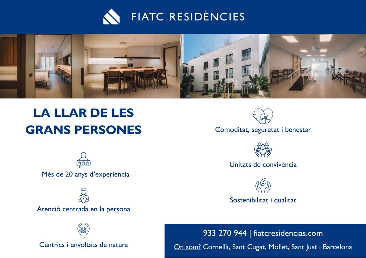 FiraGran's tweet photo. No et perdis a @FIATCresi  a FiraGran!
📢 Amb +20 anys d'experiència, FIATC Residències ofereixen Atenció Centrada en la Persona en entorns cèntrics i de natura, unitats de convivència i una excel·lent qualitat d'atenció. https://t.co/HsuKEomMP0