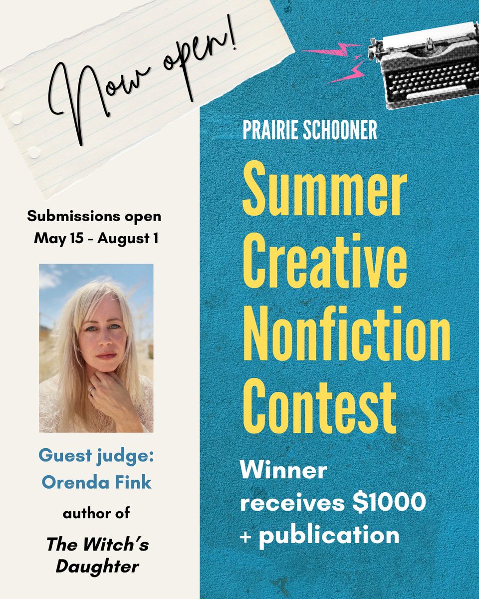 TheSchooner's tweet photo. Submissions are now OPEN for our 2026 Summer Creative Nonfiction Contest! One winner will receive $1000 and publication in the Spring 2027 issue. All essays are considered for publication. This year's guest judge is @orendafink.

Read guidelines &amp; submit: https://t.co/pcek8vuTcs https://t.co/5DYYcs6lDM