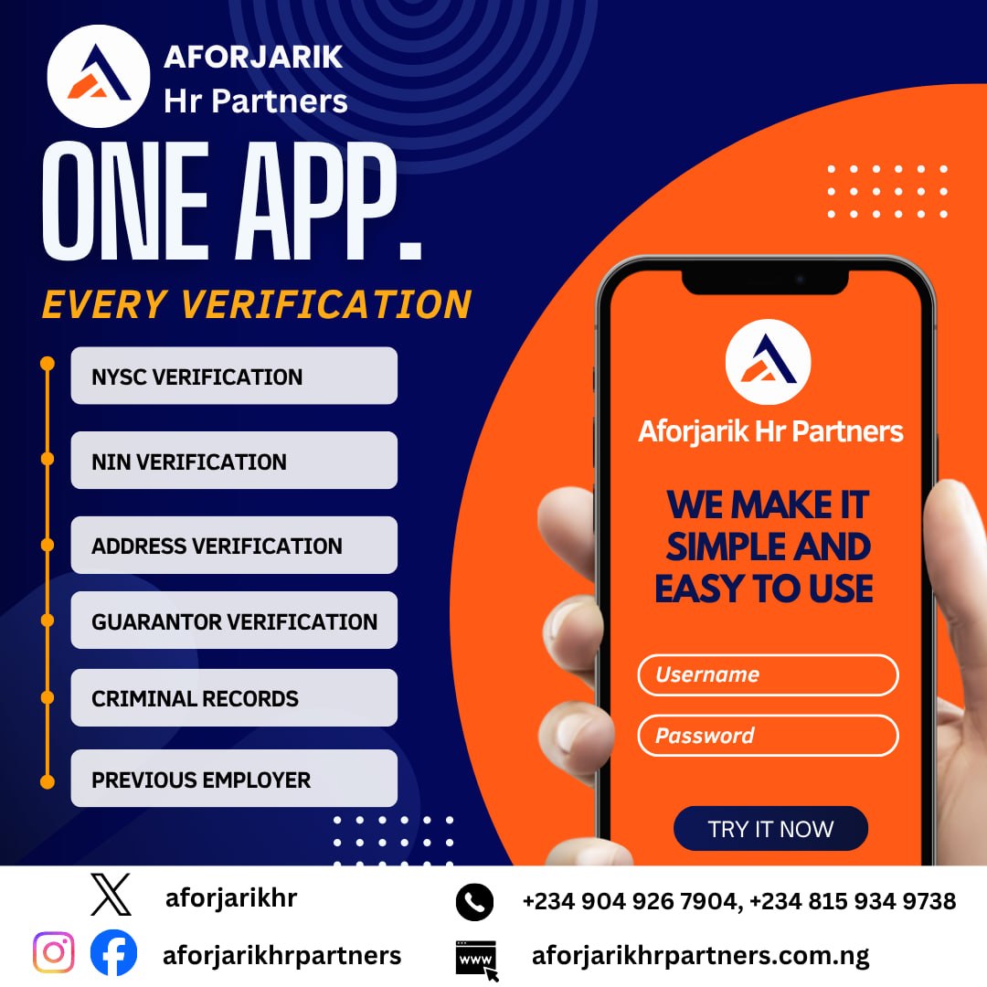 aforjarikhr's tweet photo. One App. Every Verification 
Why stress over multiple verification processes when you can do everything in one place?

With aforjarik Hr Partners, you get fast, reliable, and seamless verification services for smarter hiring and safer decisions.
#Aforjarikhrpartners https://t.co/hP15XYbNJ1