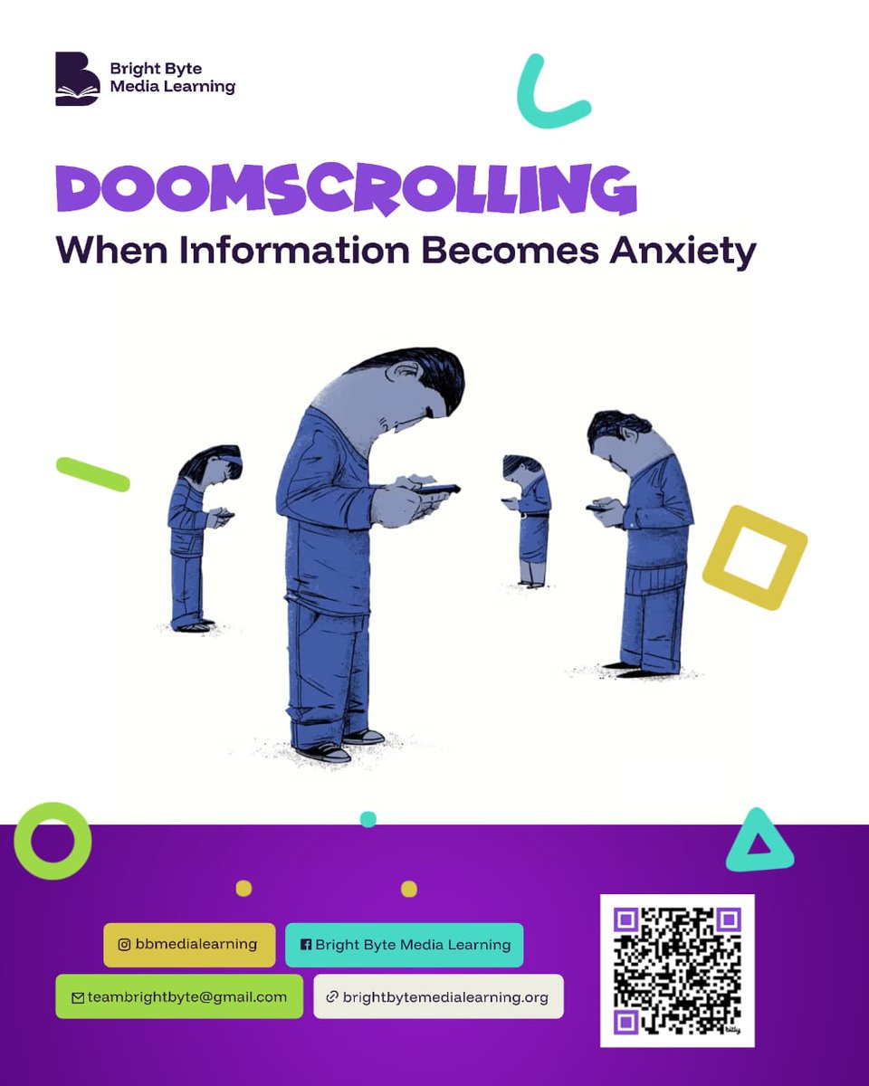 BBMediaLearning's tweet photo. You open one bad-news post… 20 minutes later, you’re deep in conspiracy threads, economic panic, and “BREAKING:” headlines from 2019.

That’s doomscrolling!

The internet profits from your anxiety, so learn to pause, verify, and log off sometimes.

Being informed is good. Being emotionally kidnapped by the timeline is not.

#MediaLiteracy #Doomscrolling