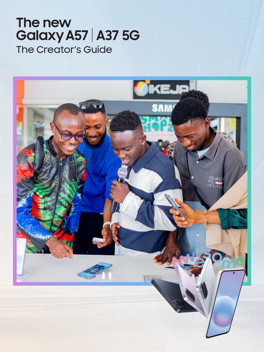 samsungmobileng's tweet photo. The Creator's Guide came to life at the Ikeja City Mall, Lagos with the #GalaxyA57 and #GalaxyA37 5G and the energy did not disappoint ๐ฅ
Thank you to everyone who came through and made the Mall Experience everything it was ๐
#TheCreatorsGuide
#SamsungNigeria https://t.co/2dr2tsIK2E