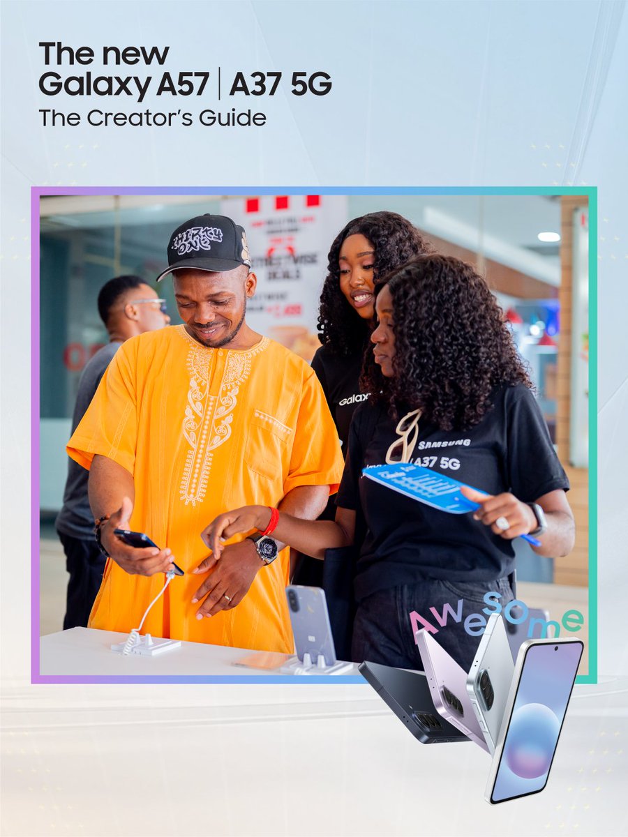 samsungmobileng's tweet photo. The Creator's Guide came to life at the Ikeja City Mall, Lagos with the #GalaxyA57 and #GalaxyA37 5G and the energy did not disappoint ๐ฅ
Thank you to everyone who came through and made the Mall Experience everything it was ๐
#TheCreatorsGuide
#SamsungNigeria https://t.co/2dr2tsIK2E