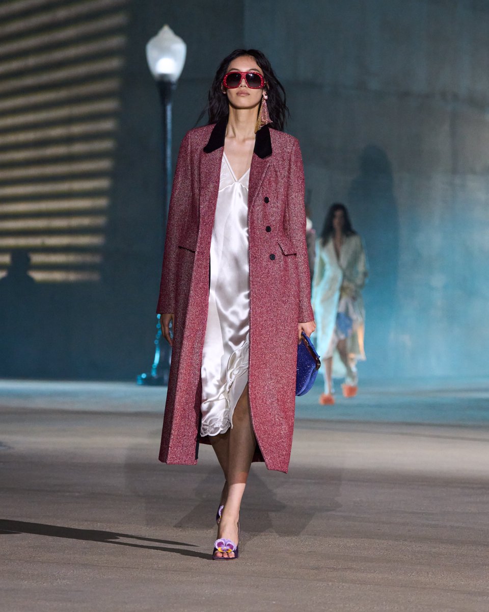 Dior Cruise 2027, Look 67. Tweed tailoring pairs with supple satin