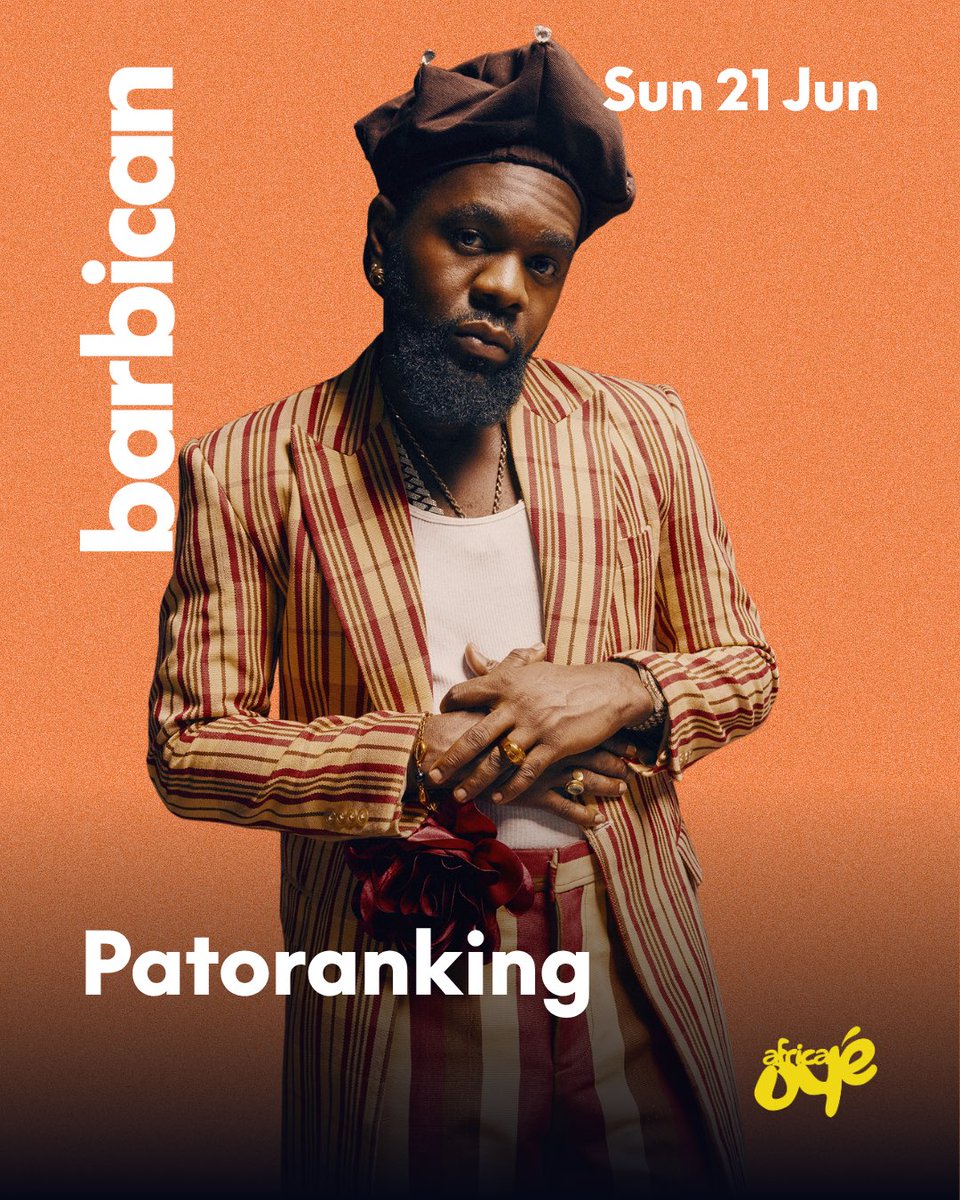adesope_olajide's tweet photo. @patorankingfire is coming to London for the first time in years …. He will be headlining @africaoye @BarbicanCentre on the 21st of June . Stoked to see him and his full band in the UK … tix out now https://t.co/mbuOET3sQY https://t.co/ttmiND8U4B