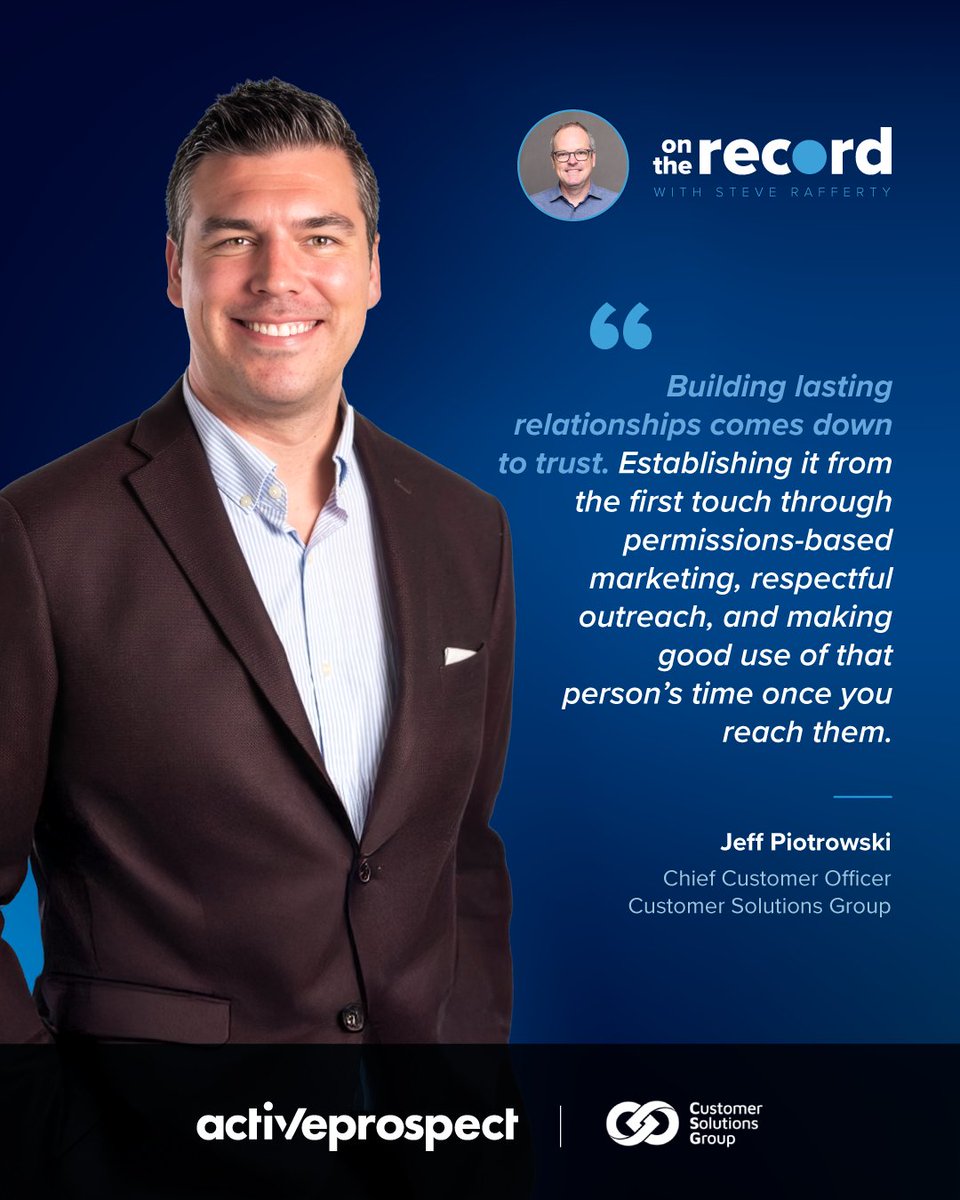 activeprospect's tweet photo. In his conversation with Steve Rafferty, Jeff Piotrowski shares why permissions-based marketing, respectful outreach, and making every interaction count are essential in today’s lead generation landscape. ➡️ https://t.co/WyFdoxlpnE https://t.co/ylmEESZM80
