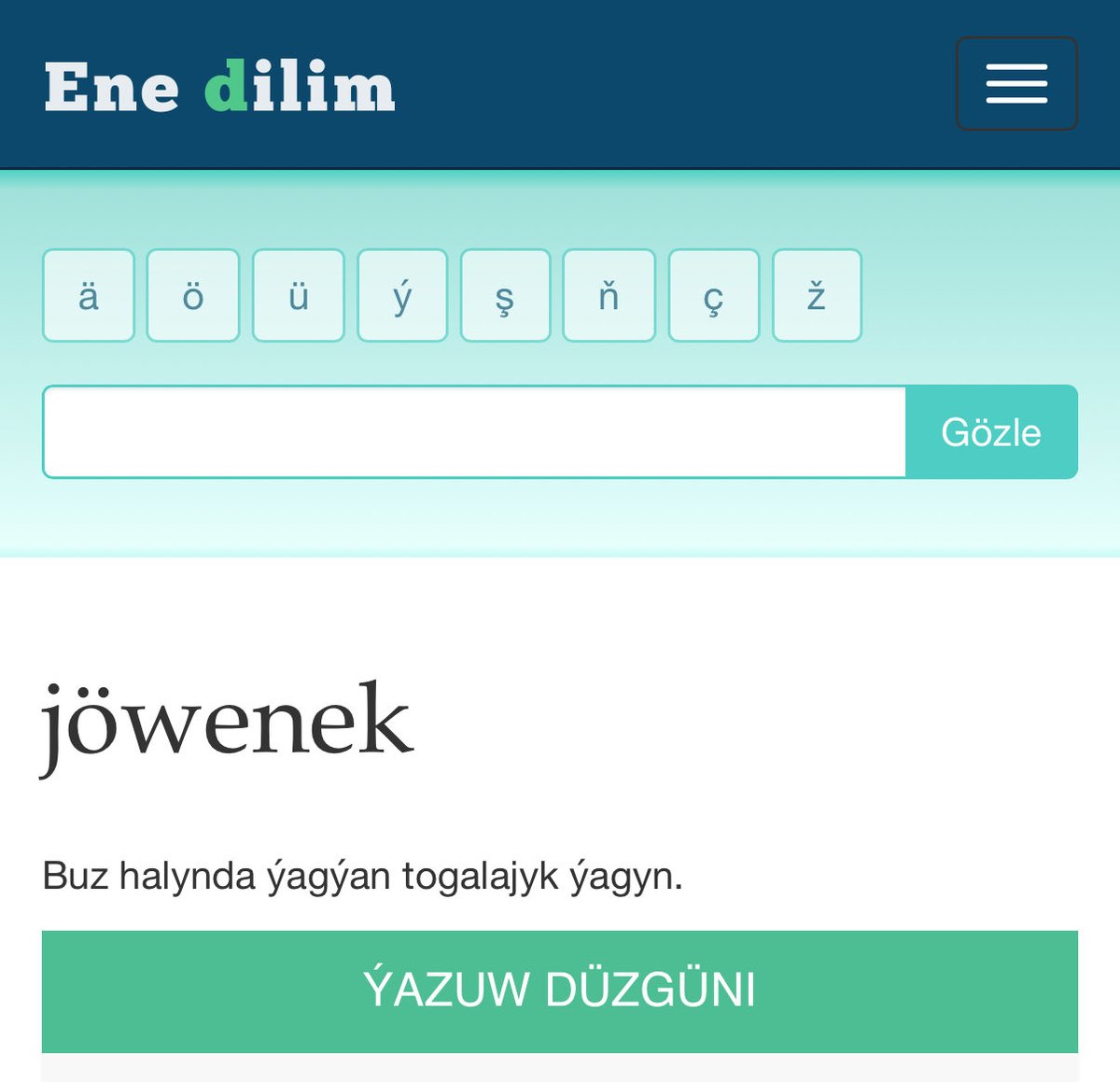 kerimtm's tweet photo. @turkmenizer Biz çagalykdan jöwenek diýýärdik, doly hem diýilýän ekenow. Ýañy öwrendim… 👍🏻

Ýagýan doly entegem beter uly göwrümli däldigine şükür etmeli, ýogsam käbir adamlaryñ gymmat ulaglaryna zeper ýeterdi… https://t.co/QckvmOIOh4