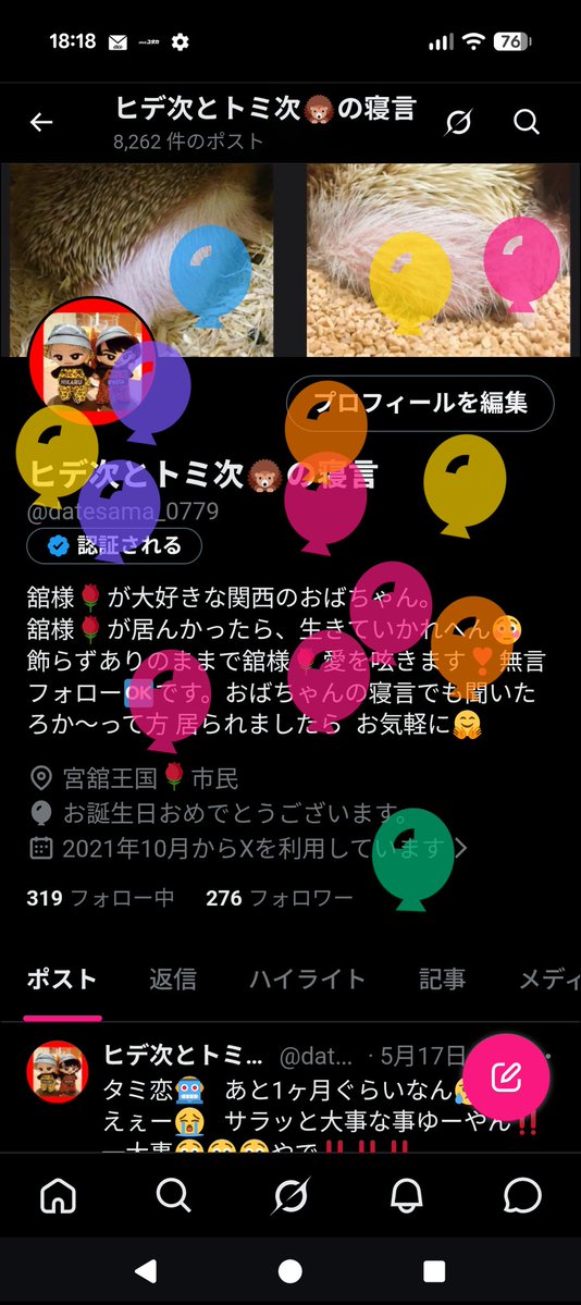 ヒデ次とトミ次🦔の寝言 tweet media
