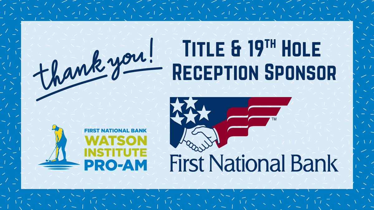 thewatsoninst's tweet photo. Thank you to FNB, Title Sponsor of the First National Bank Pro-Am Golf Tournament, and sponsor of the 19th Hole Reception! Because of partners like FNB, Watson provides special education services and supports to more than 1,200 children with disabilities each year. https://t.co/yNNdXO0A6f