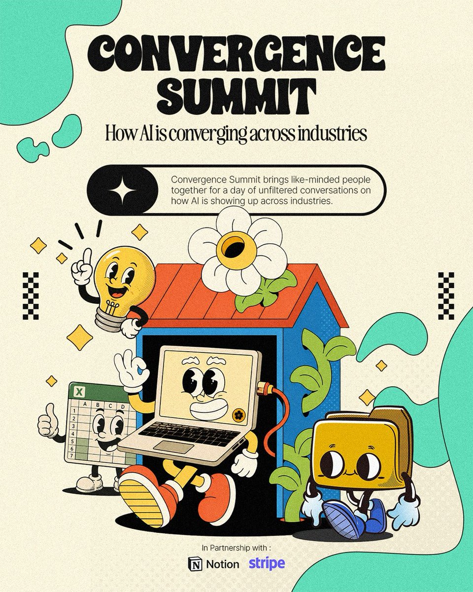 _ConvergenceAI's tweet photo. On June 12, we're bringing together Convergence Summit — a half-day community conference focused on AI, and its role in converging across industries.

Held at Stripe's Singapore office, the conference brings together keynotes, workshops, and panel discussions — with speakers across from @stripe, @NotionHQ, @awscloud, @vercel, @salesforce, @SlackHQ, @StraitsX, @nansen_ai, @coinbase, and many others.

Convergence Summit is brought to you in partnership with Stripe and Notion.

Sign-up 👇
https://t.co/RAcVQfqpHK