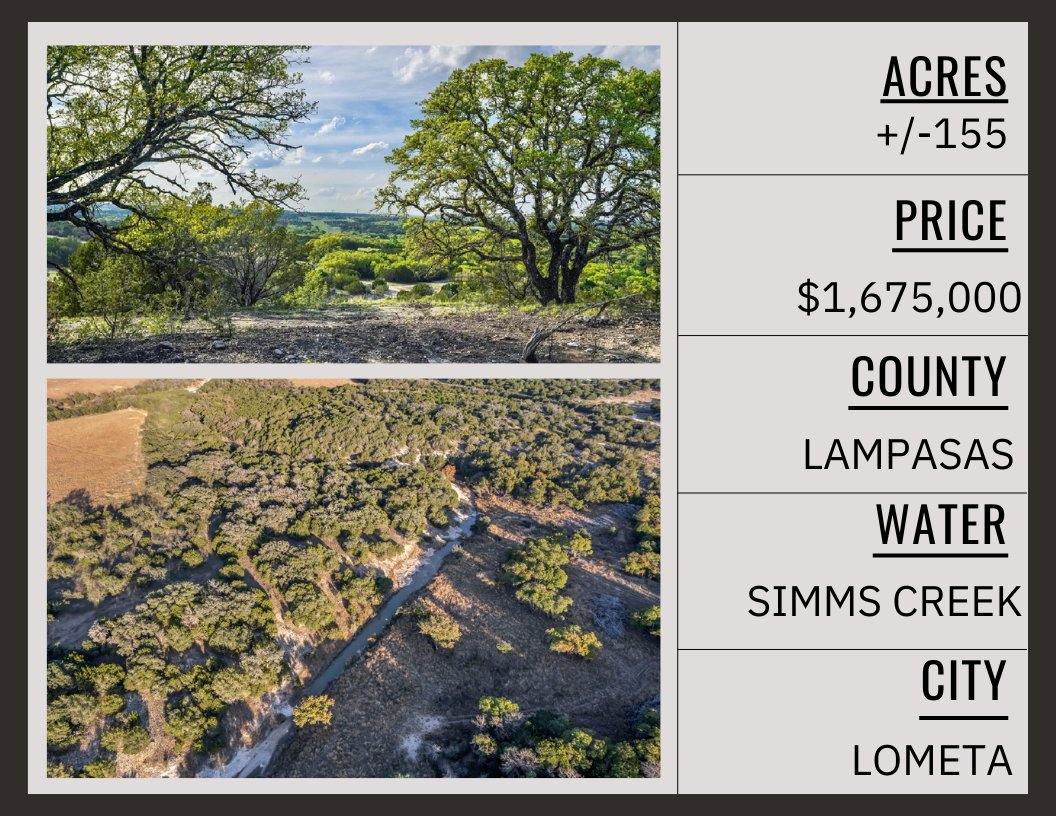 tx_ranch_land's tweet photo. 1/3 Mile of Spring-Fed Creek Frontage on 155 Acres - Under 1.5 Hours From Austin - https://t.co/qUmJK0guQb https://t.co/rTqvTNiu7t
