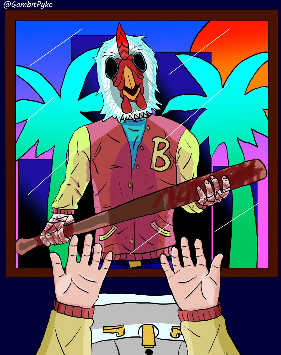GambitPyke's tweet photo. "Before you go, here's four questions to ponder:
1. Do you like hurting other people?
2. Who are leaving messages on your answering machine?
3. Where are you right now?
4. Why are we having this conversation?" - Richard
(Jacket from Hotline Miami) https://t.co/aoLiHsA70I