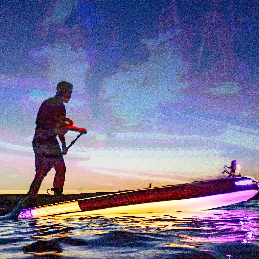 VisitEastbourne's tweet photo. GLOW Paddle Boarding is back at @Buzz_Active next month! Available on selected dates across the summer and led by a qualified instructor, meander down the Cuckmere River at twilight on specially modified light up boards in this unique experience. https://t.co/ARWncGsyq1