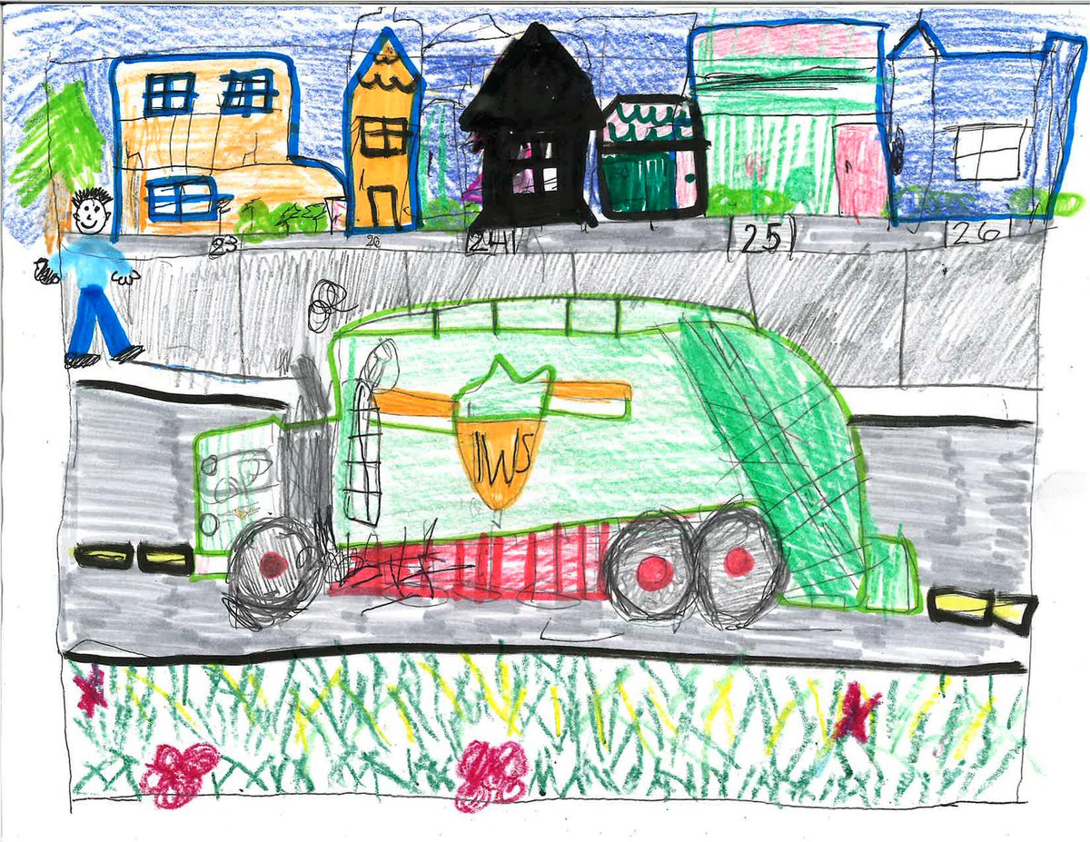 InterstateWaste's tweet photo. Big shoutout to Kamryn (Age 7), our April Safety Driven Calendar Contest winner! 🏆
Kamryn’s entry highlights the daily diligence of our drivers and the importance of making smart choices on the road. 
#SafetyFirst #SafetyDriven https://t.co/w3XLXcyko7