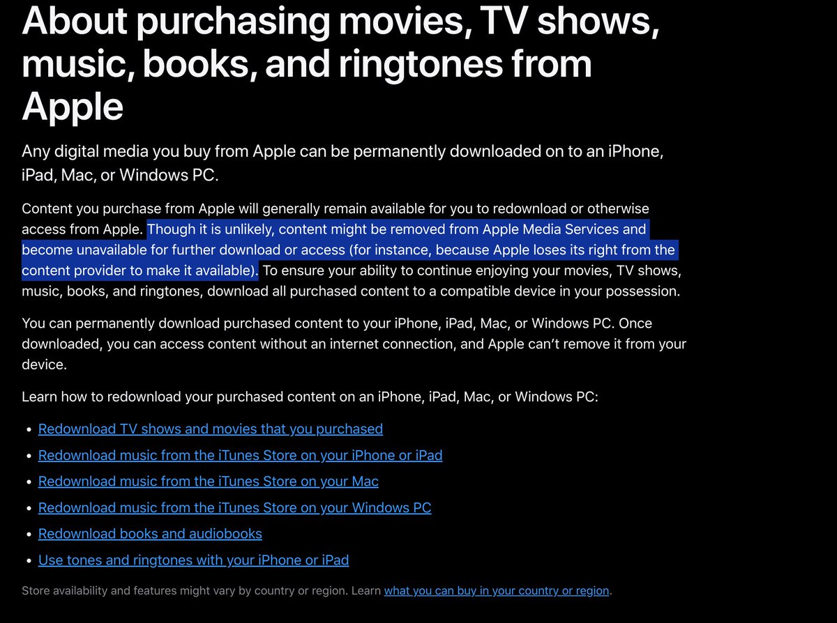 SundanceEaton's tweet photo. @pedro_lv_42 @WallStreetApes And because of this, if your 4k movie ever became unavailable (Unlikely, but possible) you would lose access to it because you couldn't have it downloaded to keep. https://t.co/mAOrRRP8Gf