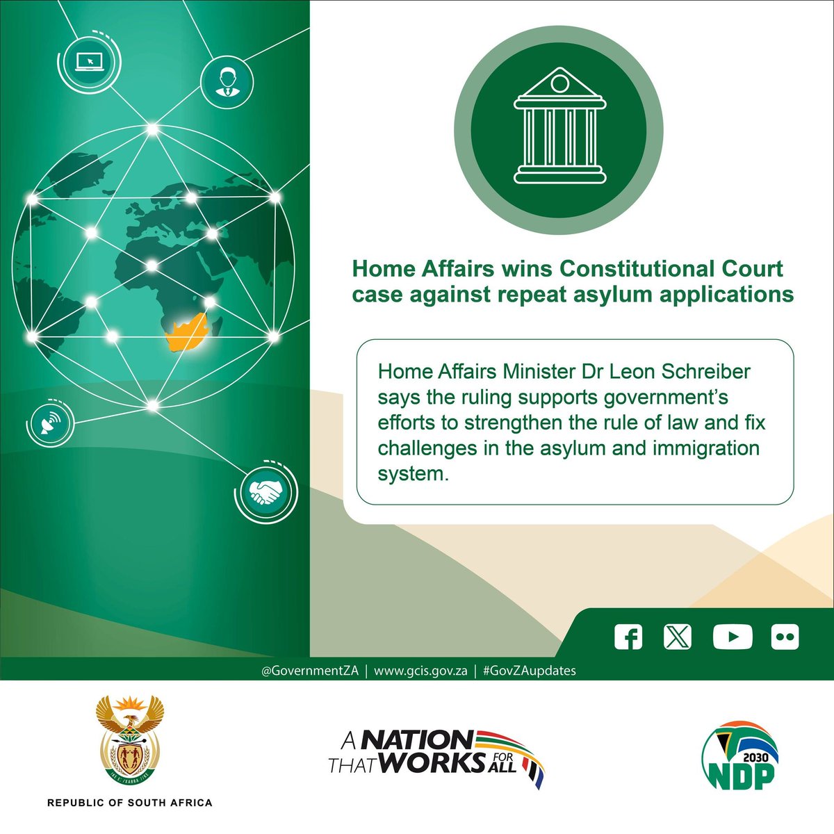 GCIS_ECape's tweet photo. Home Affairs wins constitutional court case against repeat asylum applications.
#govzaupdatesec #30YearsOfDemocracy @SADHomeAffairs https://t.co/tCCLPNpipq