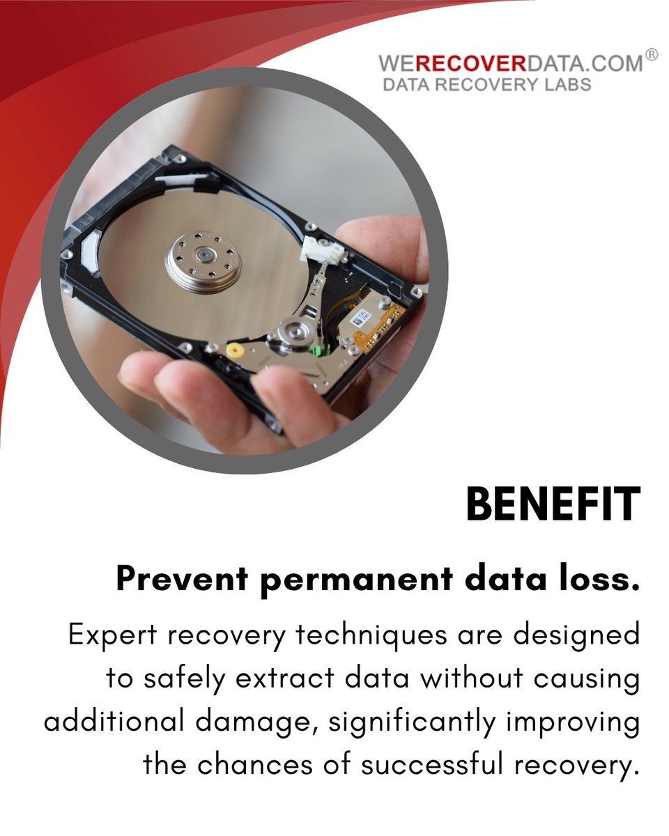 WeRecoverData's tweet photo. Prevent permanent data loss.
Expert recovery techniques are designed to safely extract data without causing additional damage, significantly improving the chances of successful recovery. https://t.co/CJjetFDY2S
