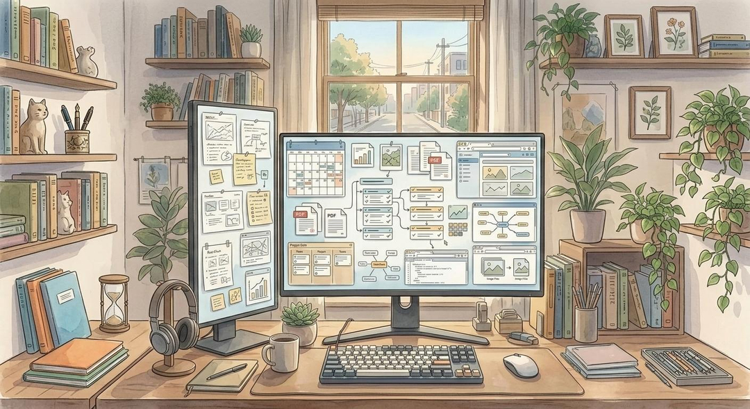 GideonArtifact's tweet photo. Most digital systems are good at storing work after it is finished.

They are much worse at holding the messy middle.

Notes, links, drafts, files, reminders, questions, and next actions all belong together while the work is still alive. A digital desk gives that active work a visible place to live.