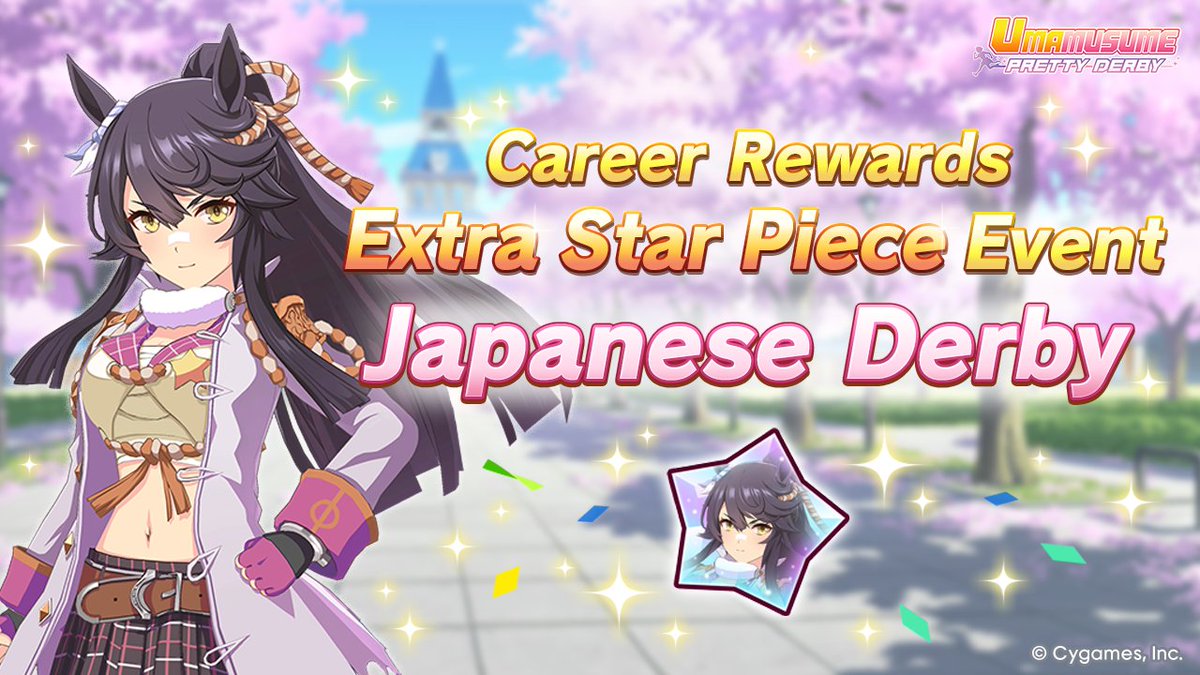 umamusume_eng's tweet photo. Extra Star Piece Event underway!

While the G1 Japanese Derby race is available, you can earn Star Pieces by winning eligible races during a Career once per day!

For more details, please check the in-game notice.

#Umamusume https://t.co/vVIyk0t0yj