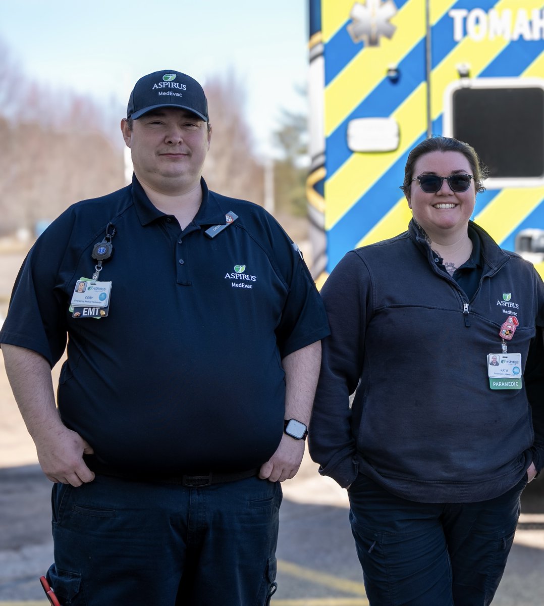 AspirusHealth's tweet photo. EMS Week recognizes the EMS crew who respond in critical moments, showing up quickly, staying steady, and caring for people and families when things are at their most stressful. Grateful for the teamwork, dedication, and heart they bring to our communities every day. #EMSWeek #AspirusHealth #EmergencyResponse