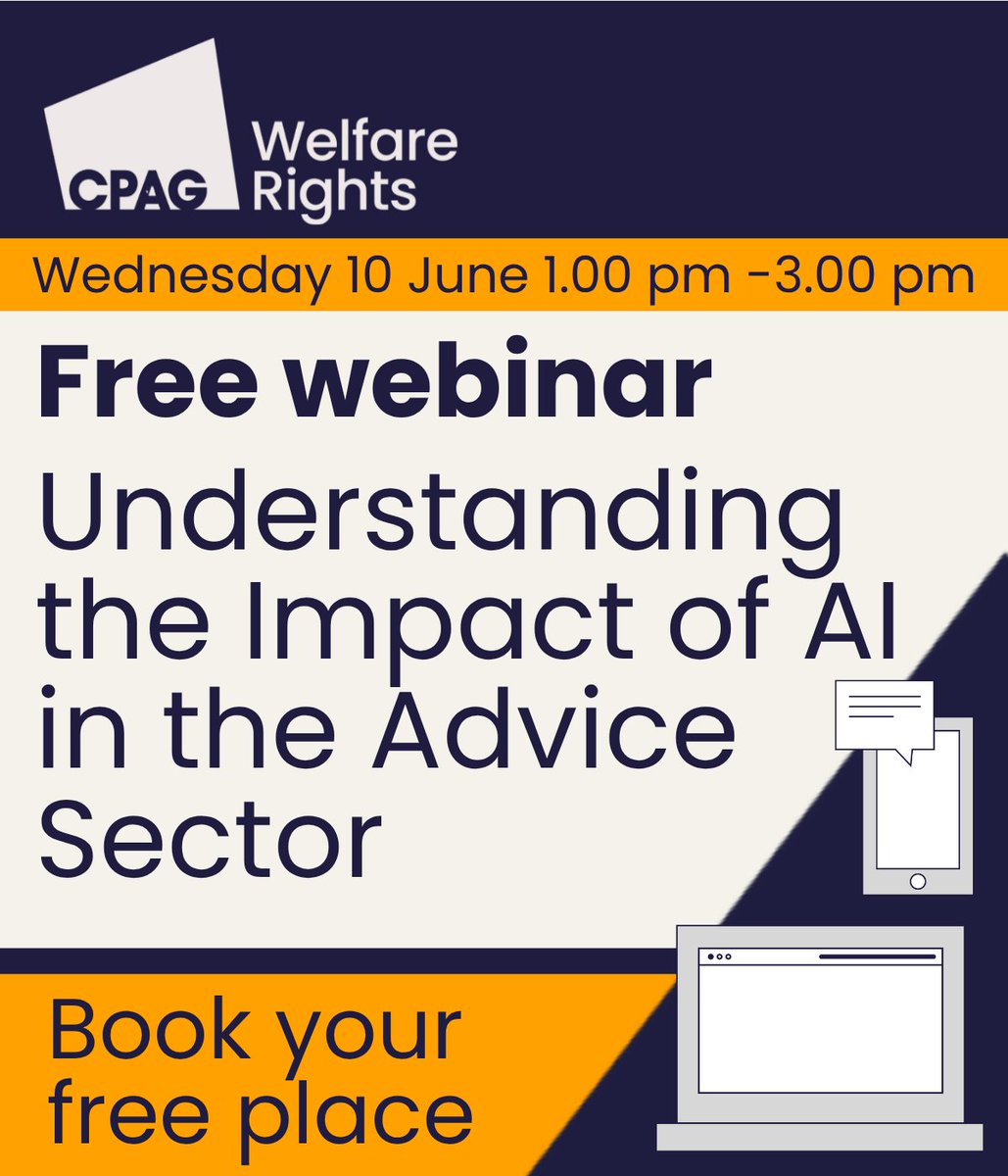 CPAGUK's tweet photo. Join our free webinar in June to hear about the impact of AI in the advice sector.

Book your place: https://t.co/MlfPtOQENT https://t.co/tkfo1afWSU