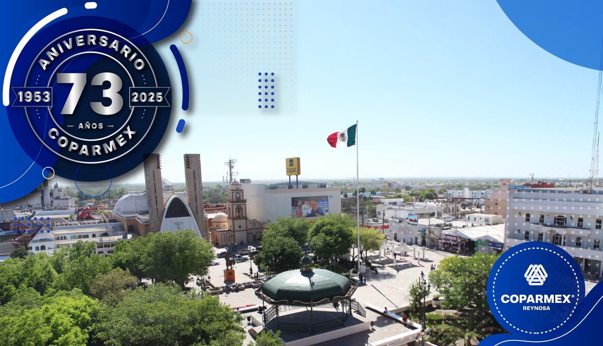 Coparmex's tweet photo. 🔵 #Coparmexario | Hoy celebramos el 73° aniversario del Centro Empresarial @COPARMEXREY. ✨

Reconocemos la gran labor de su Consejo Directivo y el liderazgo de su Presidente, @HeberardoConH, en favor del desarrollo y la competitividad empresarial en la región. 🇲🇽👏

¡Enhorabuena!