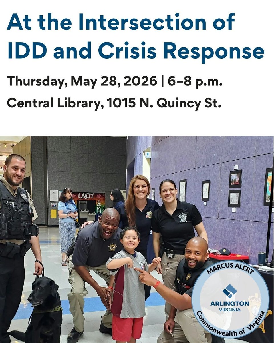 ArlingtonDHS's tweet photo. Supporting a loved one through a crisis can be challenging, but you don’t have to navigate it alone. Learn what to do during a crisis and connect with resources for people with intellectual and developmental disabilities (IDD) and their families.
May 28 | 6–8 pm | Central Library https://t.co/fbFExLIOZg