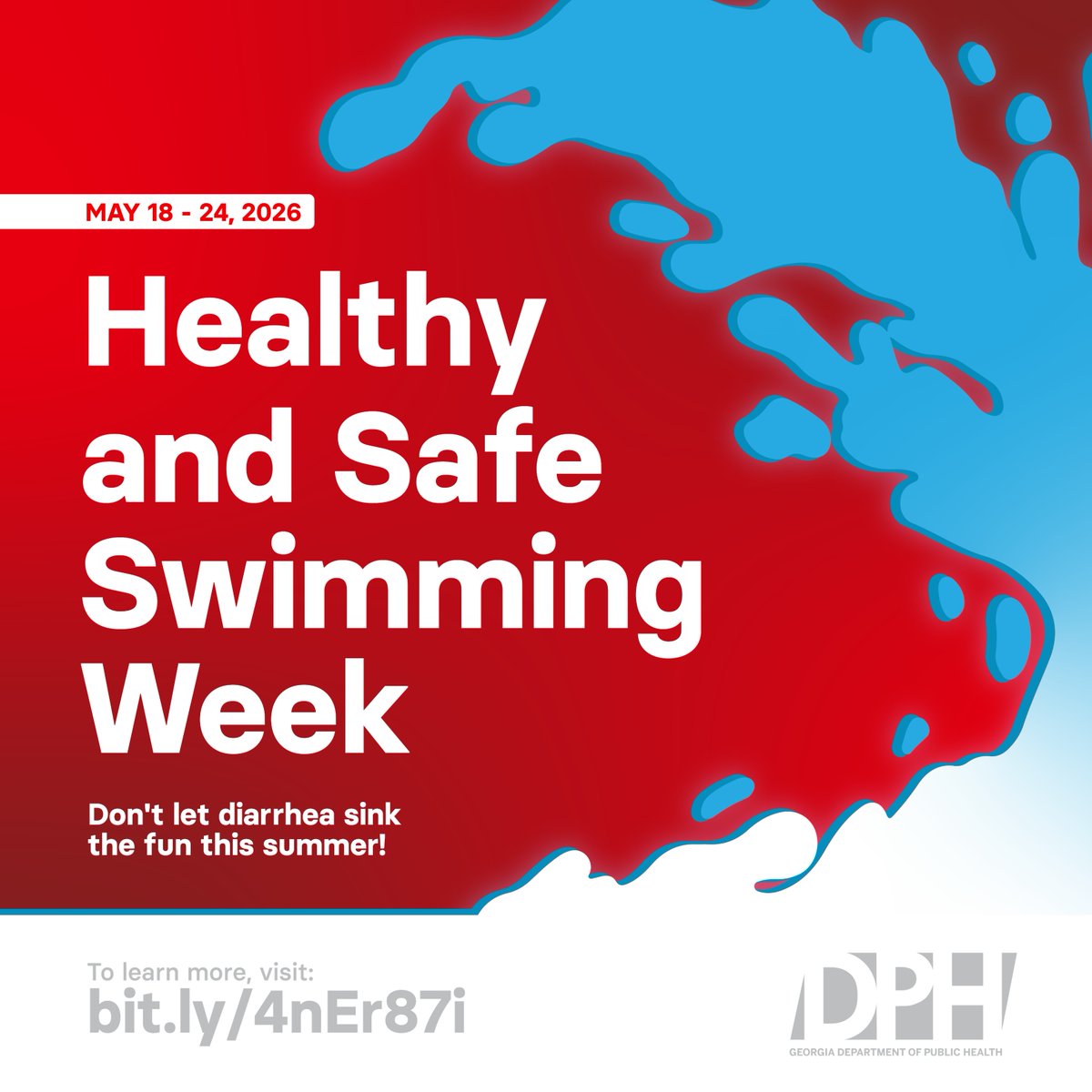 GaDPH's tweet photo. Healthy &amp; Safe Swimming Week is here! ☀️💦 Protect your family and your community by staying out of the water when sick and practicing healthy swimming habits all summer long. Learn more: https://t.co/TBPnET1r9g https://t.co/60eg2ucEUX