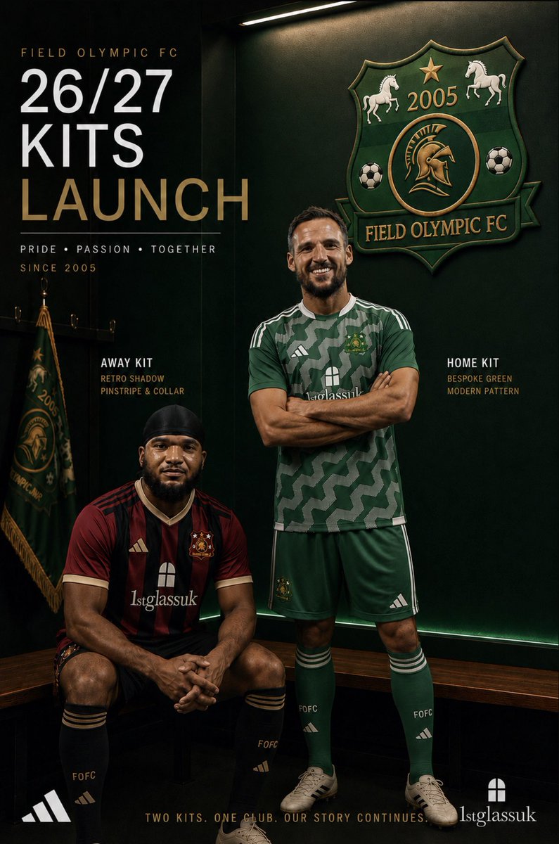 FieldOlympicFC's tweet photo. 26/27. A new chapter begins. 🟢⚫️🔴
Pride. Passion. Together.
Two kits. One club. Our story continues.
The official 2026/27 Field Olympic FC home & away kits are here. Built for the badge, the fans, and the season ahead.
Since 2005.
#FOFC #KitLaunch #FieldOlympicFC https://t.co/v8ExNqOw9W