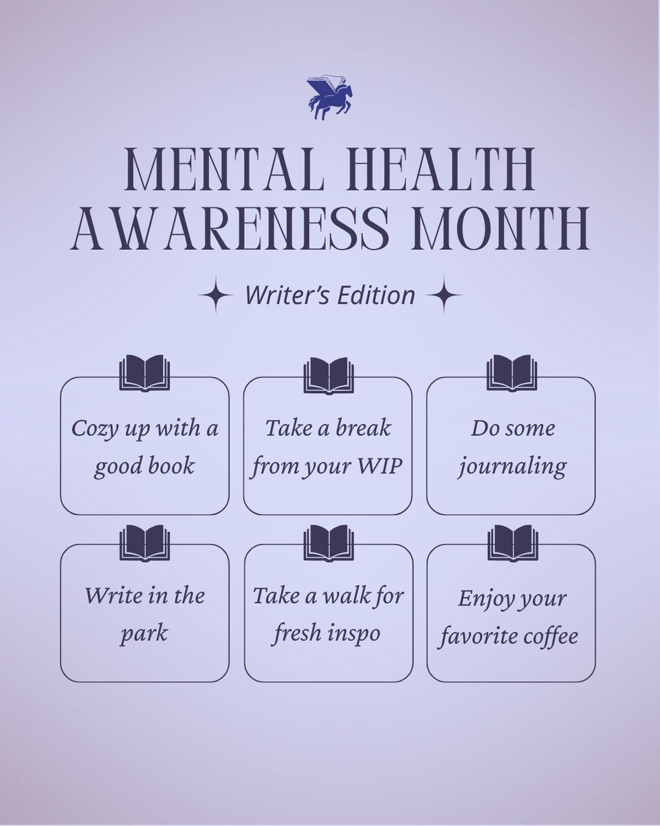 WritingWorkshps's tweet photo. It's Mental Health Awareness Month, and this is your sign to take a break, unwind, and check in on yourself and the other writers in your life. 🫶 https://t.co/UKyUH9rgF5