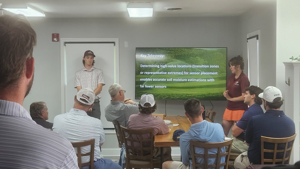 VAturf's tweet photo. The @VTTurfgrass Field Day reports transition to precision spray weed control with the Alba, updates on in-ground sensors &amp; winter kill management, and undergraduate research w/ presentations by @VTTurfweeds @samTURFkreinbrg @ecakitchin and @VTTurfTeaching  #vaturf @TheVTF https://t.co/B493htT8s2