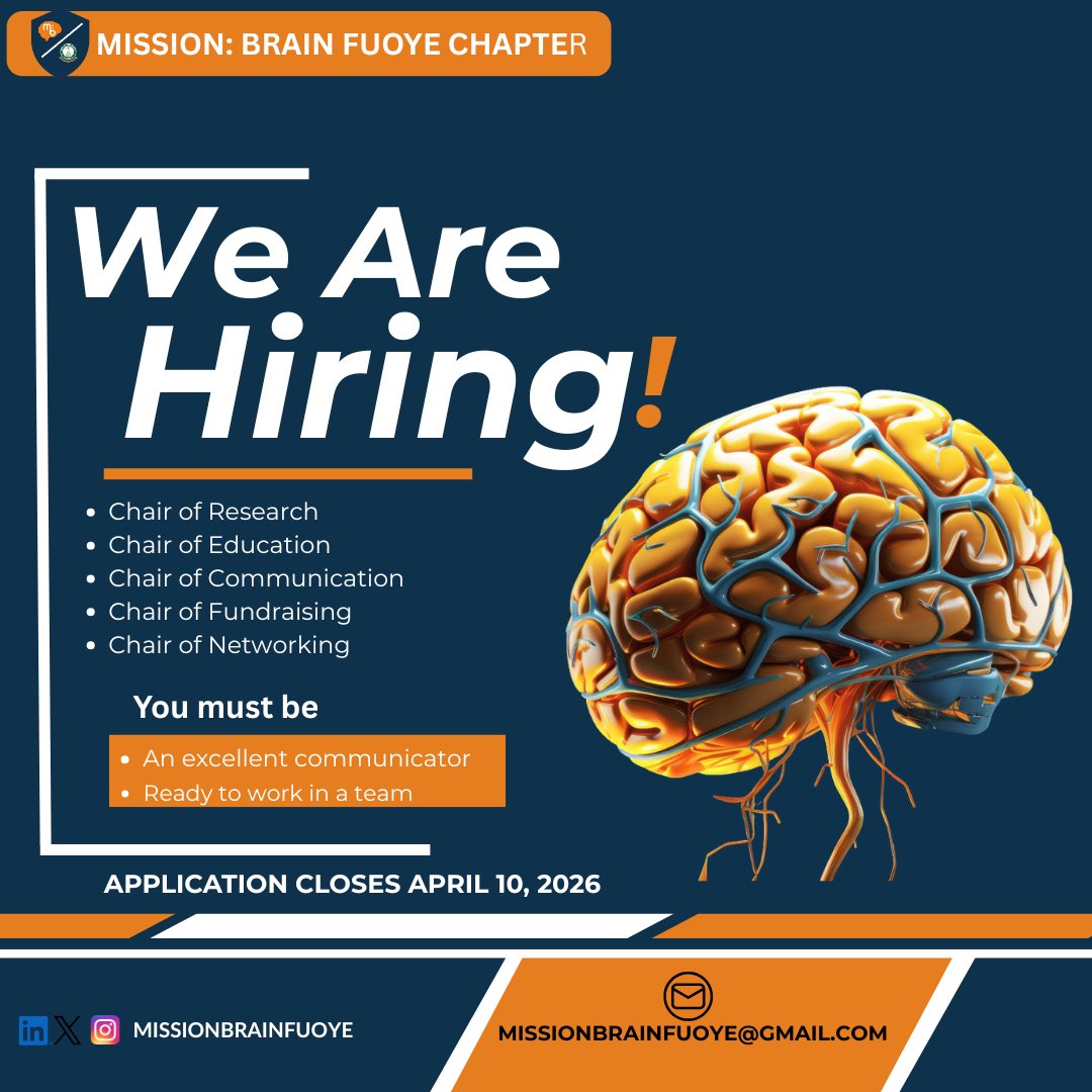 MissionBrainOye's tweet photo. Be a part of our team!

Join us! Click the link in our bio.🧠 https://t.co/mccXhC4ivE