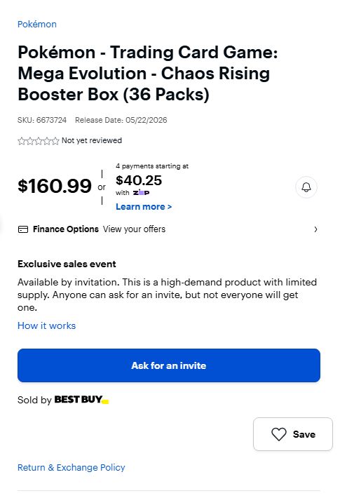 Pokmon Chaos Rising Booster Boxes Available by Invitation on BestBuy!  https://t.co/sZ8muh12IW #Pokemon #ad