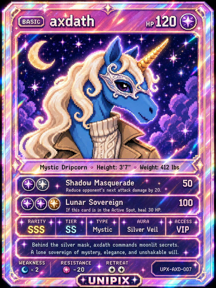 axdath's tweet photo. My PFP as a UniPix card hits different.

Love how it keeps the pixel identity while giving it that collectible TCG feel. The details, colors, and card layout make it feel like an actual character from a game.

@unipixnft
0x19745F6d7A0EC2585c9A00245DA657a9895A9f27 https://t.co/ExcF0GDwqh