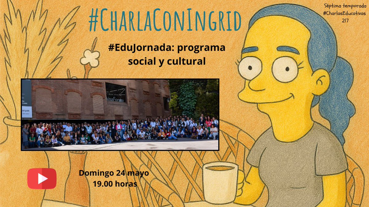 imgende's tweet photo. 🤩 Ya programada la #CharlaConIngrid del domingo en la que seguiremos descubriendo las maravillas de la última #EduJornada. 
Contaremos con Lidia, Carolina, Rosalía, Jesús, Fernando y Jimena.
https://t.co/7VBTsq4xTt
¡Os esperamos! https://t.co/blNS0kXmBQ