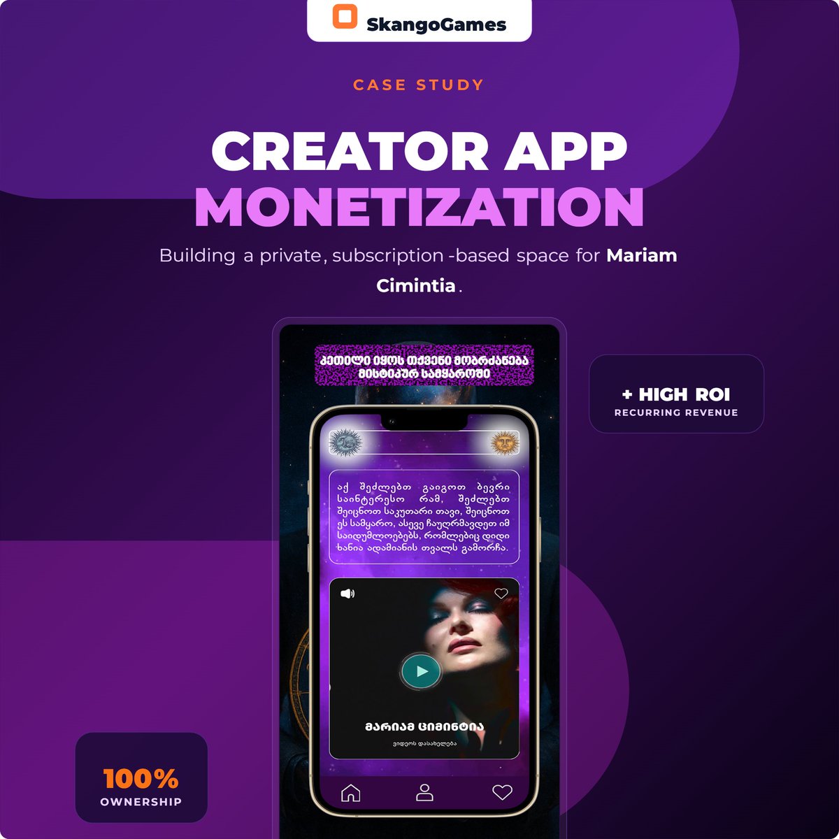 SkangoGames's tweet photo. We recently partnered with celebrity creator Mariam Cimintia to launch her brand new, dedicated platform: Mystic Space. 🌌

👉 https://t.co/cFxELoR8ra

#CreatorEconomy #AppDevelopment #Monetization #CaseStudy #SkangoGames #TechStartup https://t.co/oxO4xmS8gl
