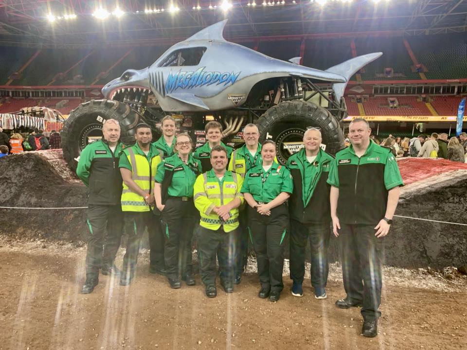 SJACymru's tweet photo. A huge thanks to all the #PoblStJohnPeople who were at the @principalitysta on Saturday providing first aid cover for those in the crowd. On this occasion rather than the usual mauls &amp; rucks they were watching monster trucks! We hope everyone enjoyed @MonsterJam 2026! Diolch! https://t.co/8wbBAObSth