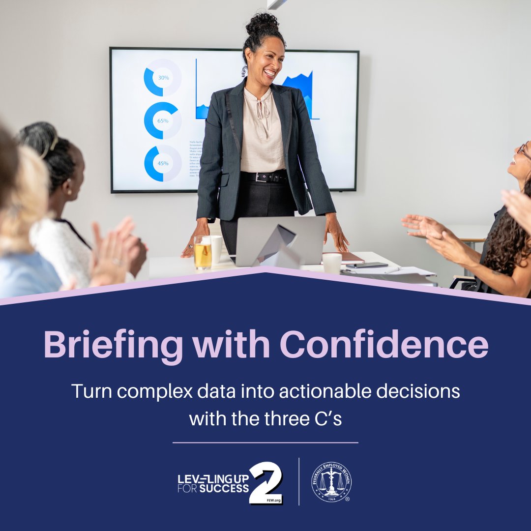 FEWNational's tweet photo. Turn data into decisions by focusing on the three "C’s":

• Concise: Highlight key insights first.
• Clear: Use simple language and visuals.
• Contextual: Link data to your agency's mission.

Master effective communication to boost professional visibility. #leadership https://t.co/sIRdhkdLZi