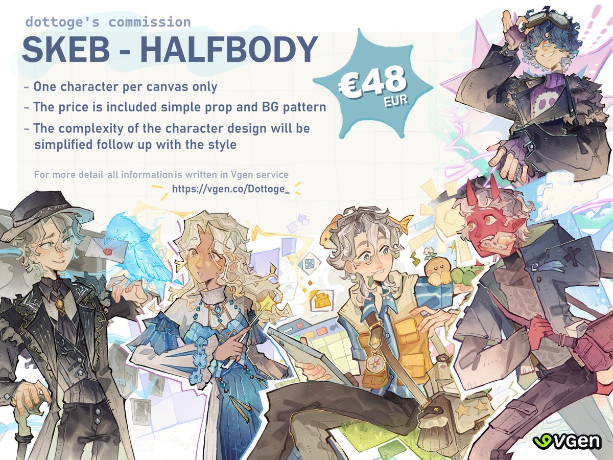 Dottoge_'s tweet photo. commission open!🐟🌟
💙 + 🔄 are appreciated ~

Hello, I'm opening a Skeb-like/surprise me commission with an updated price and ToS.

Open : 5 slots
Waiting-list : limited quantity 
Vgen : https://t.co/NuTBn5RYGf

Thank you!! [:
#vgencomm #vgenopen #commissionopen https://t.co/eQ0d8U2zor