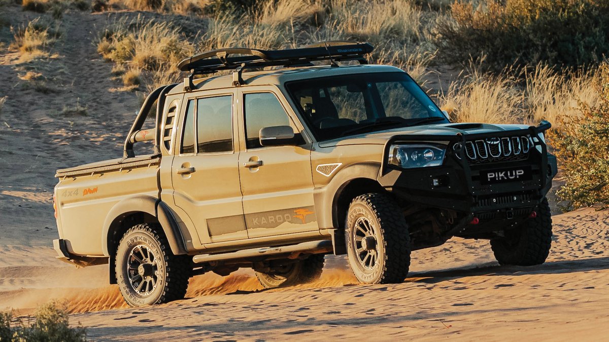 Mahindra_SA's tweet photo. Full stealth. Maximum presence.
The Mahindra Pik Up Double Cab Karoo Dusk is built to dominate - combining rugged 4x4 performance with bold, blacked-out styling and all-terrain capability.
Power meets purpose.
#MahindraSA #AuthenticVehicles #AuthenticBakkies #PikUp #DoubleCab https://t.co/zFyyBtOFnB