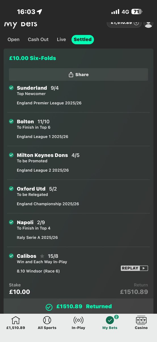 OP_tipz's tweet photo. You get cheesy chips for a quid, Sunderland’s a massive club #mackems #safc 

Just the yearly end of season bet success. Nothing to see here. Not quite the 5k from 2023 but she’ll do nicely. Big Brian brobbey ❤️👊🏼 https://t.co/N0o3Muzj7v