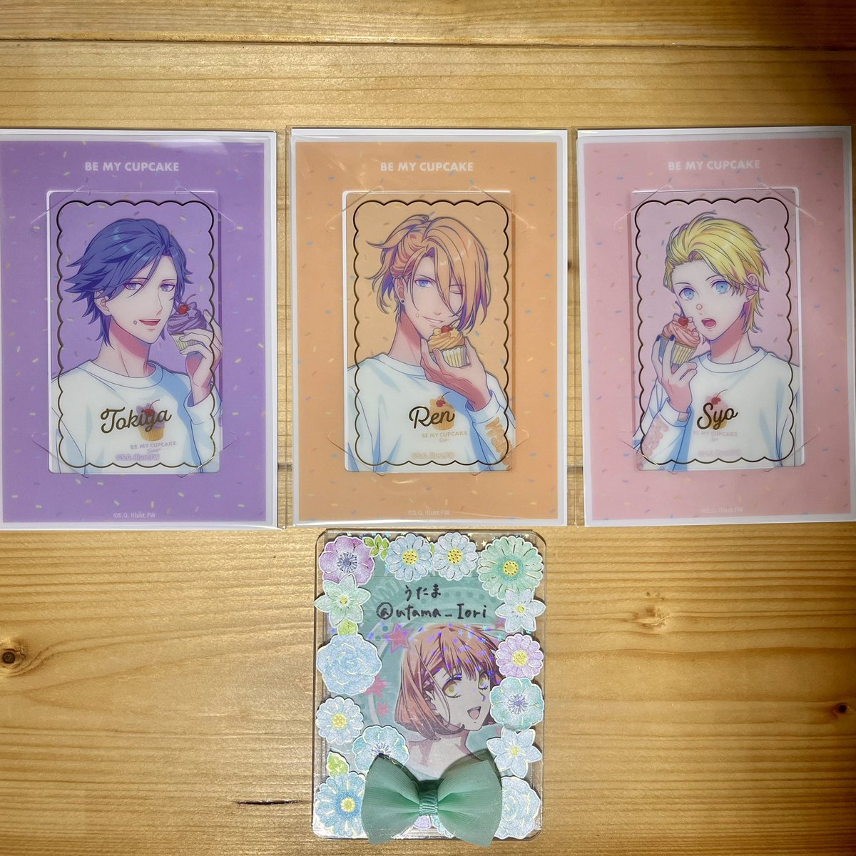 utama_Iori's tweet photo. 【交換】うたプリ BGS BE MY CUPCAKE

「譲」画像①〜③
那月 トキヤ レン 翔 嶺二 カミュ

「求」
①ステッカー:蘭丸1
②ビジュカ:音也or蘭丸
③特典:蘭丸1>セシル1、音也

※蘭丸は身内分です

都内手渡し、郵送にて
よろしくお願いいたします🌼 https://t.co/iqUGKWUINe