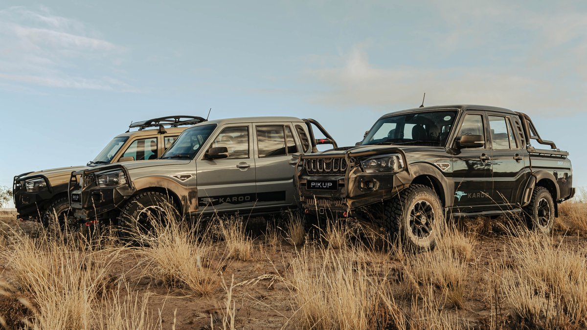 Mahindra_SA's tweet photo. Full stealth. Maximum presence.
The Mahindra Pik Up Double Cab Karoo Dusk is built to dominate - combining rugged 4x4 performance with bold, blacked-out styling and all-terrain capability.
Power meets purpose.
#MahindraSA #AuthenticVehicles #AuthenticBakkies #PikUp #DoubleCab https://t.co/zFyyBtOFnB