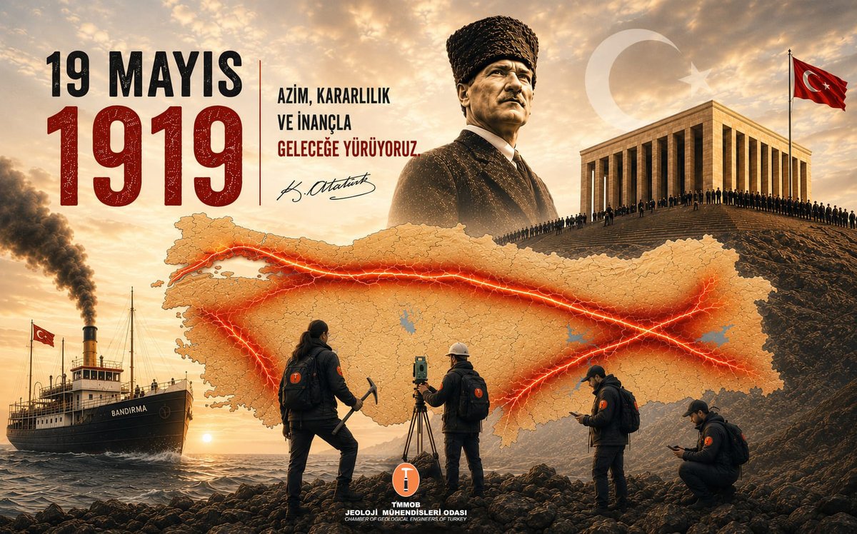 tmmobjmo's tweet photo. 19 MAYIS ATATÜRK`Ü ANMA, GENÇLİK VE SPOR BAYRAMI KUTLU OLSUN!

19 Mayıs 1919; bağımsızlık mücadelesinin, gençliğe duyulan güvenin ve çağdaş geleceğe olan inancın simgesidir.

Bilimin, aklın, emeğin ve mesleki sorumluluğun ışığında; genç meslektaşlarımızla geleceğe umutla bakıyoruz.

Başta Gazi Mustafa Kemal Atatürk olmak üzere, Kurtuluş Mücadelesi’nin tüm kahramanlarını saygı, minnet ve özlemle anıyoruz.

https://t.co/yjM8BdvHhv
