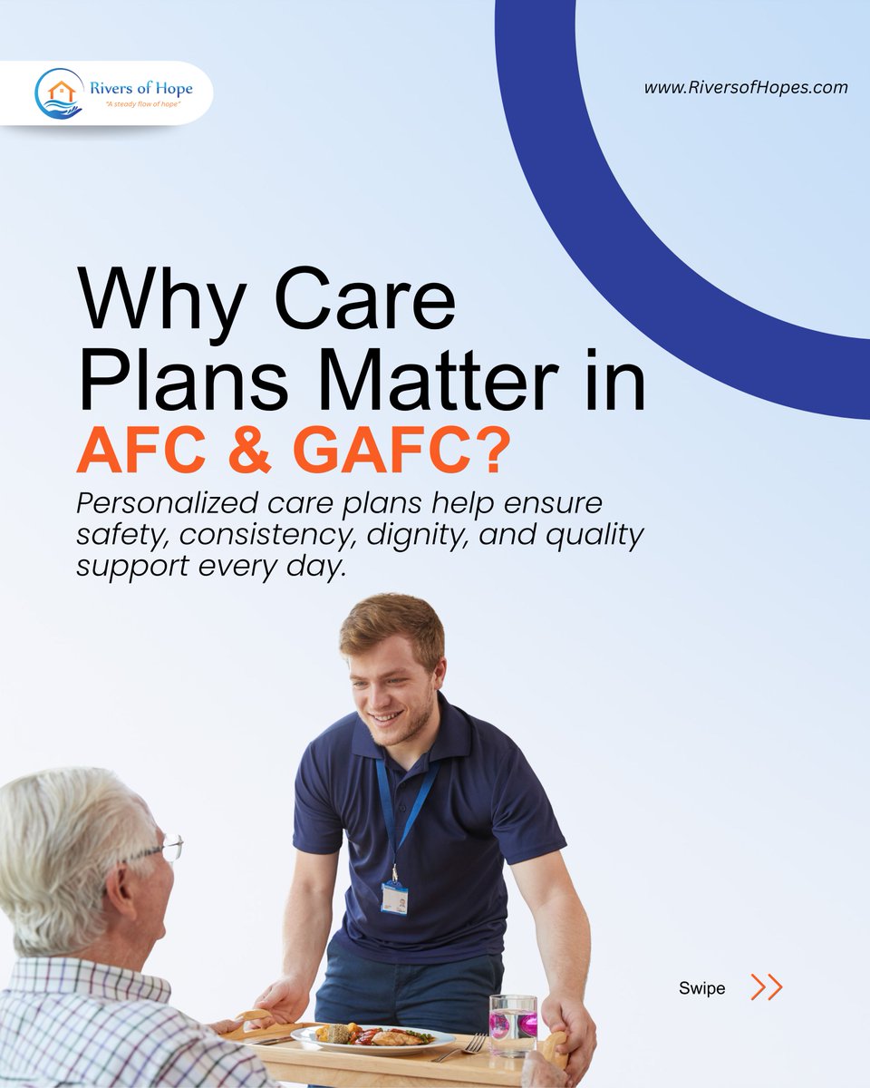 RiversofHope1's tweet photo. A care plan is more than just paperwork—it’s a roadmap to independence! 🗺️📷 Learn how structured routines in AFC &amp; GAFC programs create comfort and better health outcomes for your loved ones.   https://t.co/GnIFUwj02a (508) 440-4280 https://t.co/aZmRSeqb7a