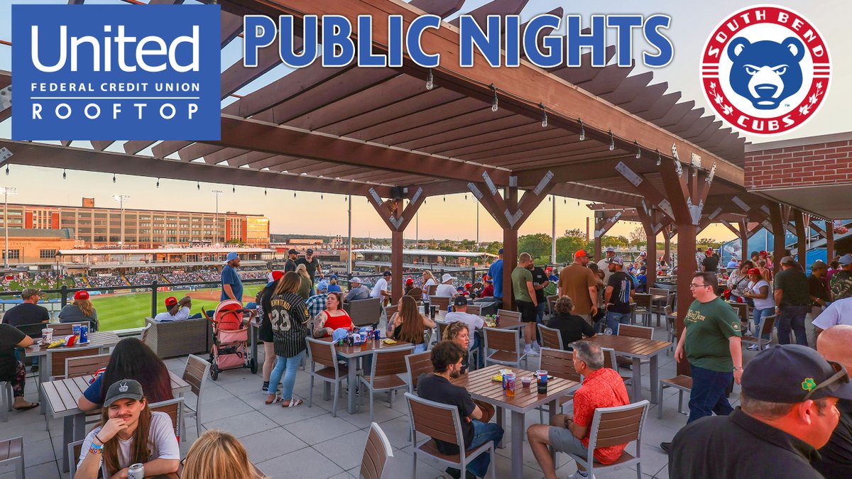 SBCubs's tweet photo. ⚾️ Take your South Bend Cubs game night to new heights!! The @UnitedFCU Rooftop is opening up on June 11 for an exclusive single-game VIP experience which includes
🌭 All-you-can-eat ballpark buffet
🧢 South Bend Cubs hat
🍻 Cash bar access
🏟️ Incredible rooftop views of Four Winds Field
Only $32 per ticket.
Don’t miss your chance to experience the ballpark like a VIP ➡️ https://t.co/GUH4a2jYN6